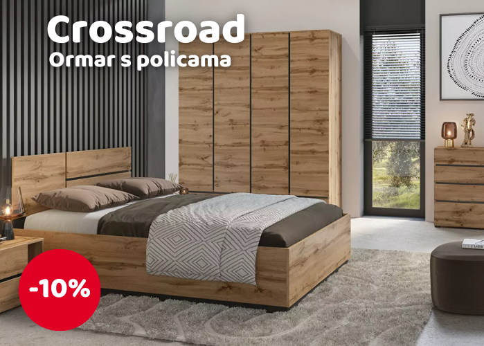 Ormar s policama Crossroad S38 (hrast wotan + crna)