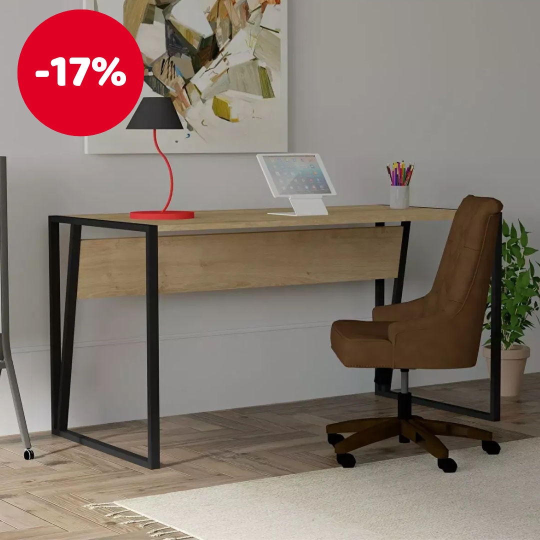 Radni stol Lesake 2 (zafirov hrast + crna)