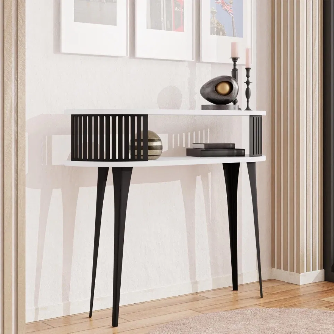 Konzolni stolić Mezanoa (crna + arktički bijela)