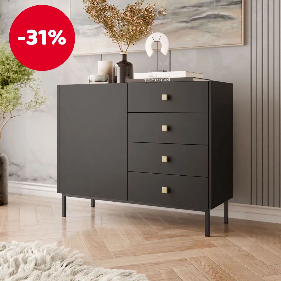 Komoda Probazzo 1D4SZ (crna + zlatna)