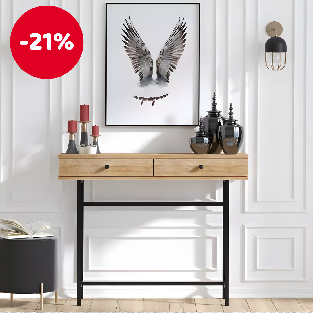 Konzolni stolić Aliex 2 (hrast + crna)