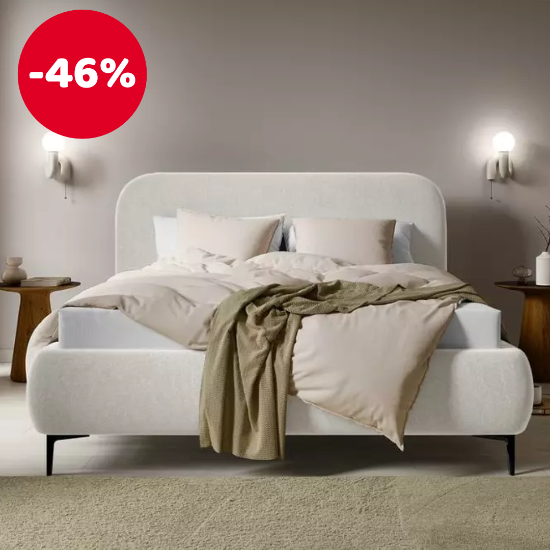 Franciaágy 180 cm Mononoke 180 (ágyráccsal) (bézs + fekete)