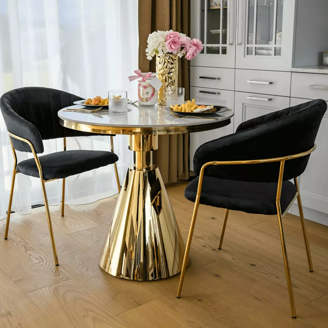 Étkezőasztal Greys 1 (arany + fehér márvány) (4 fő részére)