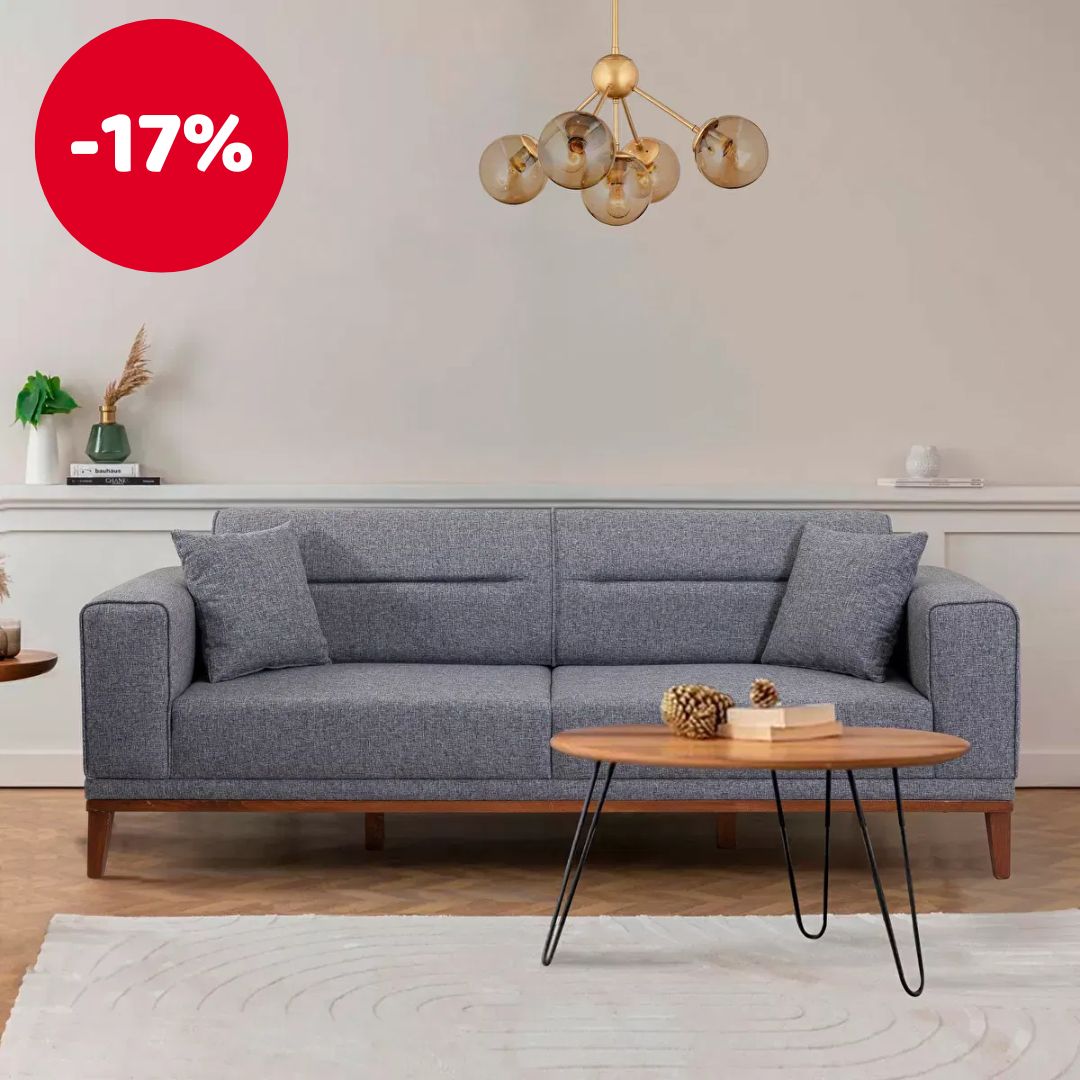 Háromszemélyes kanapé Lesana (sötétszürke)