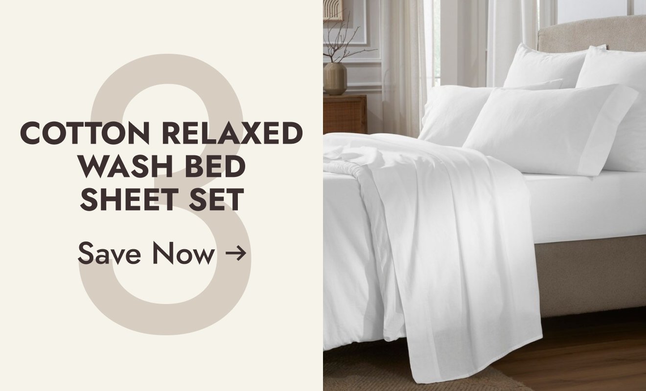 3. Cotton Relaxed Wash Bed Sheet Set