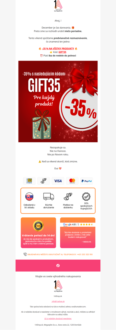 💥 PREDVIANOČNÉ ROZMAZNÁVANIE – najväčšia zľava tohto decembra