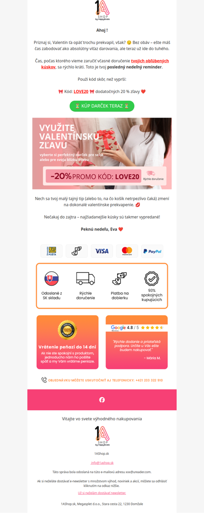 Valentín je za dverami… 🌹 Posledná šanca na darček!