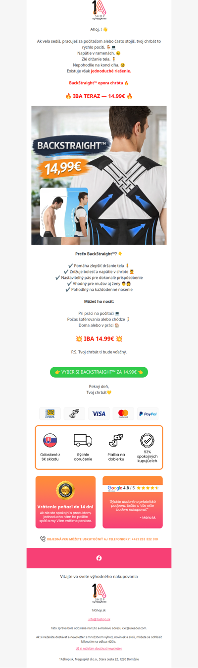 Lepšie držanie tela za 14.99€