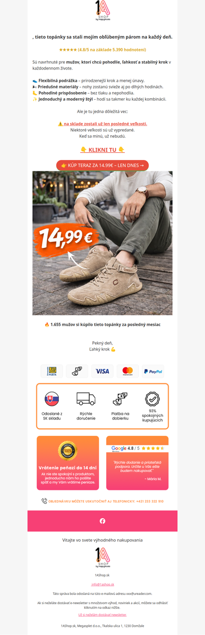 , topánky za 14.99€ (posledné veľkosti)