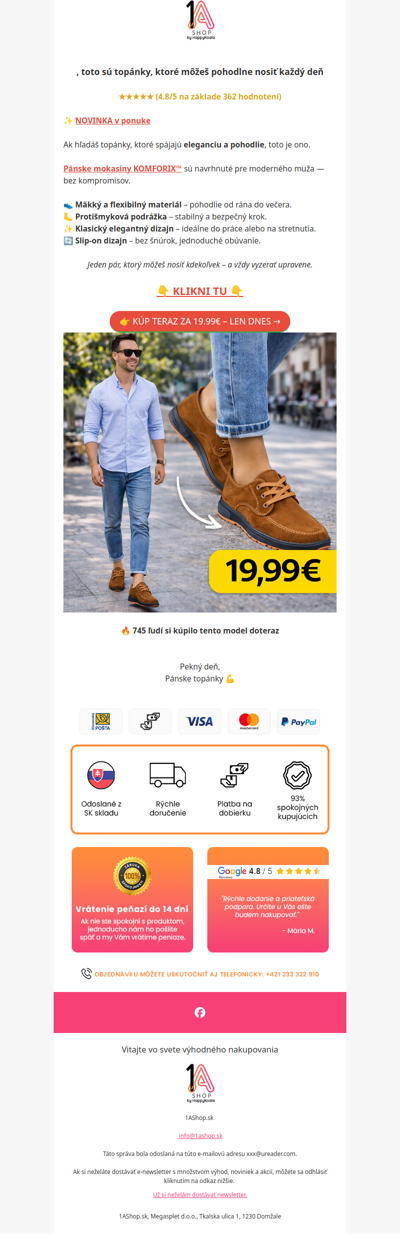 , mokasíny dnes len 19.99€