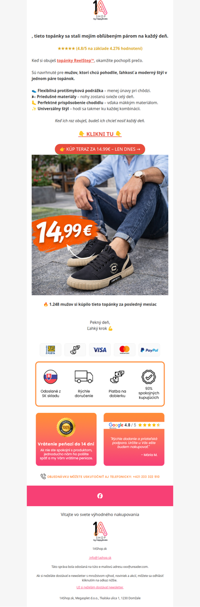 , Nezmeškajte: pánske topánky 14,99€