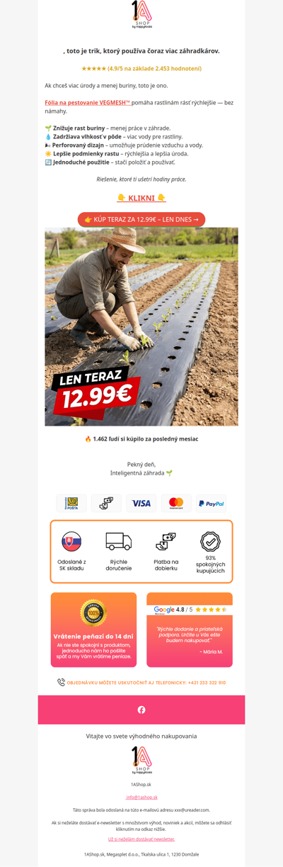 , záhrada bez buriny už od 12.99€