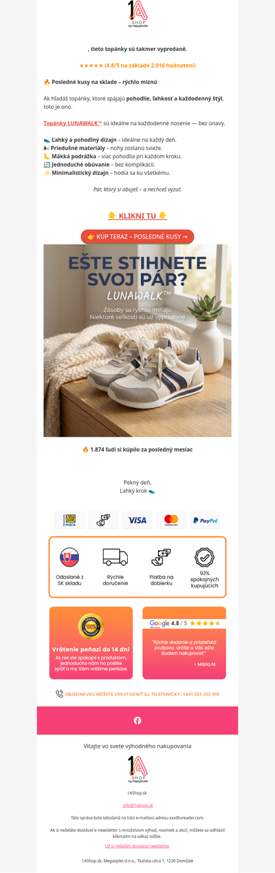 , posledné veľkosti dostupné