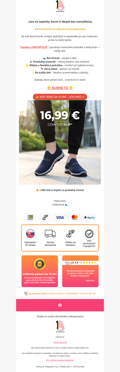 , pohodlné topánky len za 16.99€