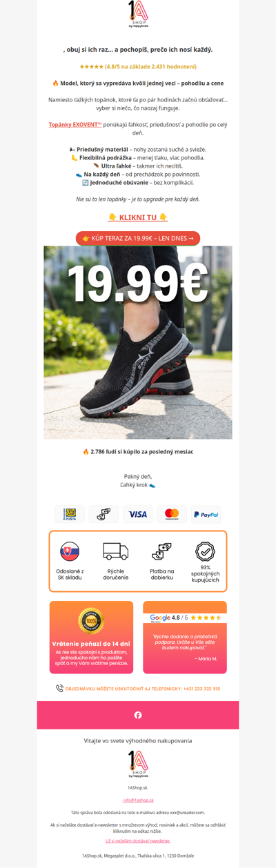 , pohodlie len za 19.99€