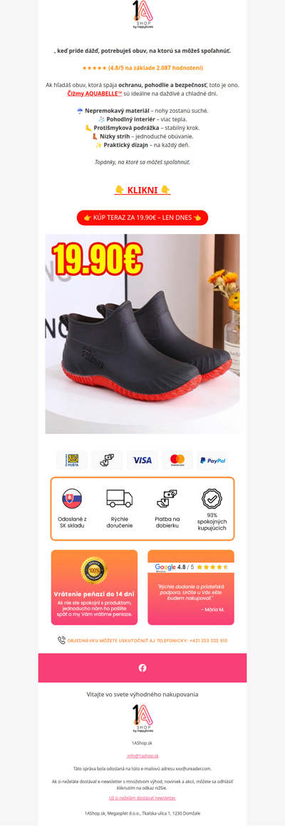 , nepremokavé čižmy len za 19.90€