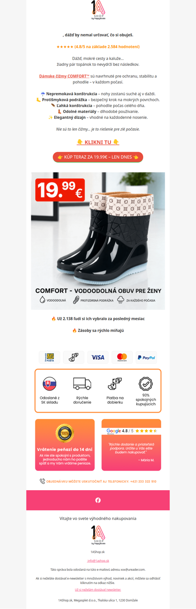 , nepremokavé čižmy len za 19.99€