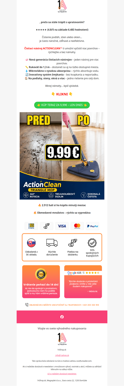 , čistenie len za 9,99€