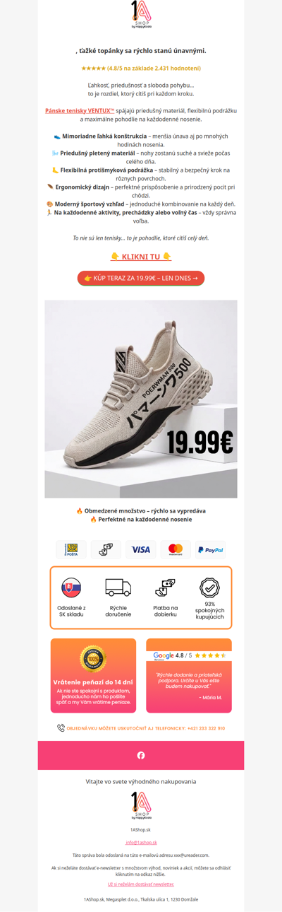 , pánske tenisky len za 19.99€