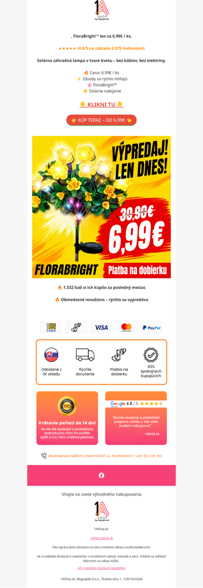 , FloraBright™ len za 6.99€ / ks