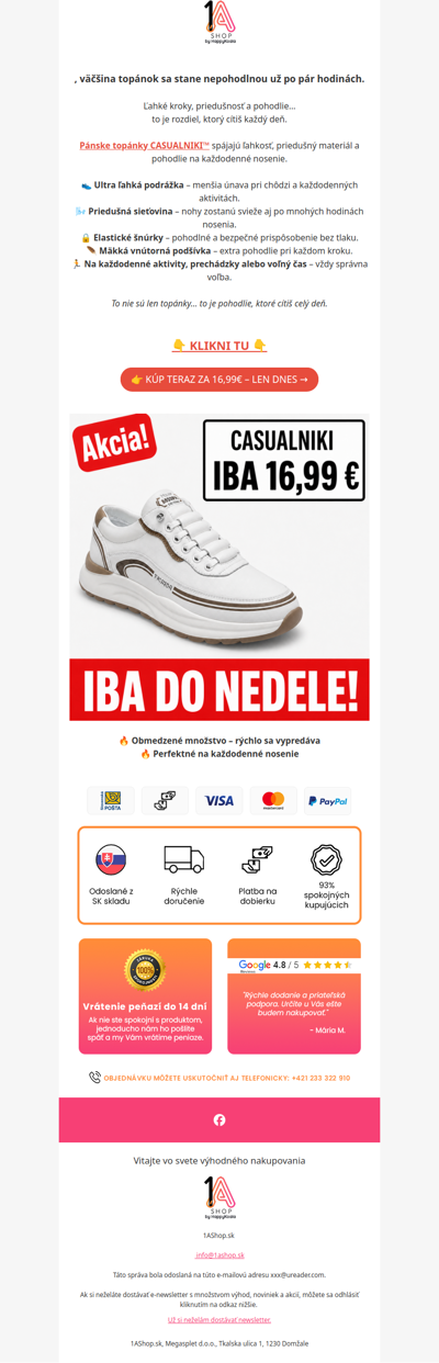 , pánske topánky len za 16,99€