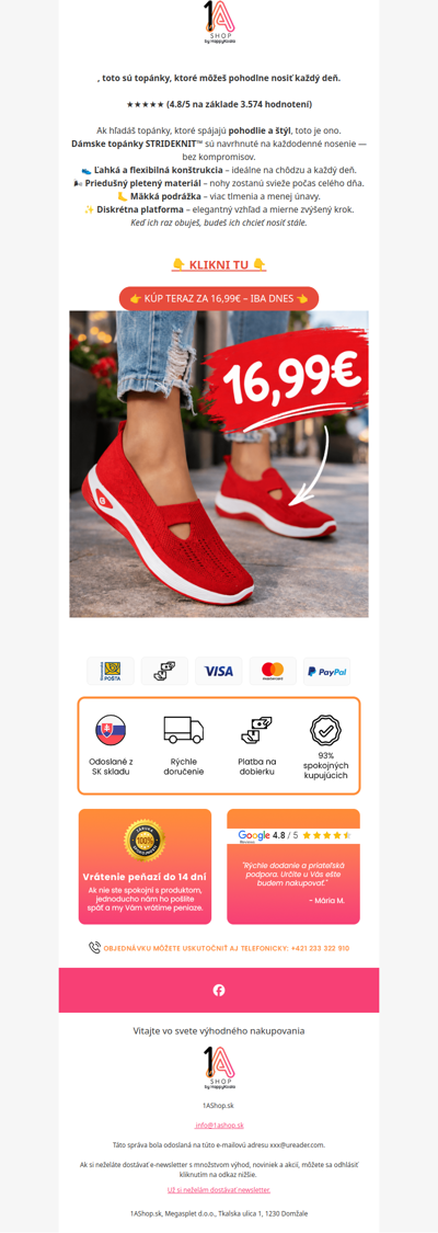 , topánky dnes len 16.99€