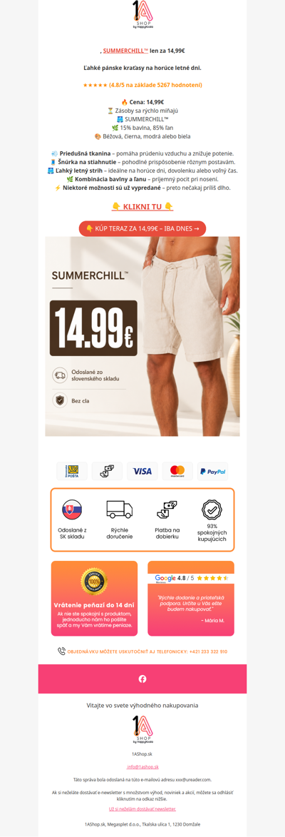 , SUMMERCHILL™ len za 14,99€
