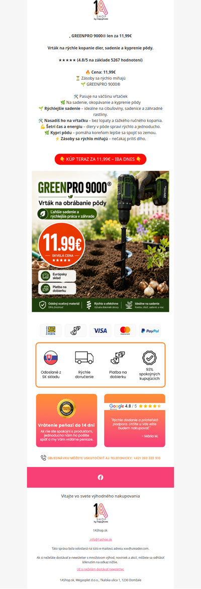 , GREENPRO 9000® len za 11,99€