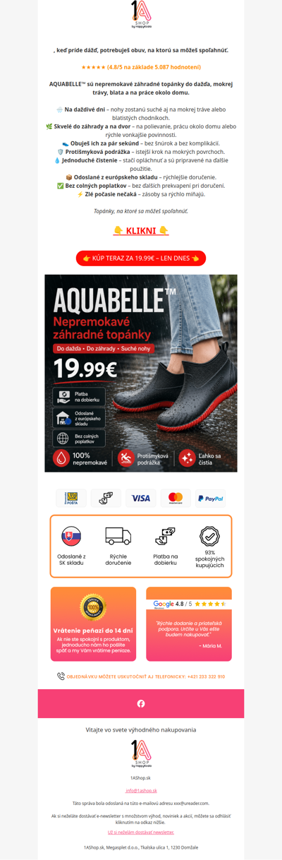 , AQUABELLE™ len za 19,99€