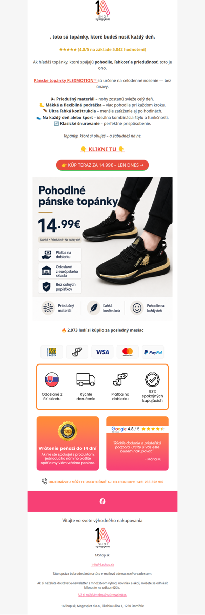 , pohodlné topánky len za 14.99€