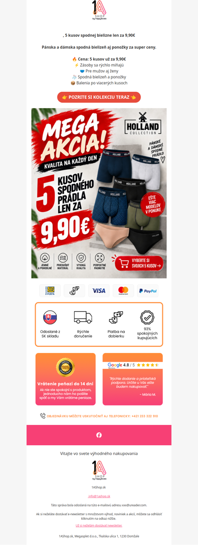 , 5 kusov spodnej bielizne za 9,90€ 🔥