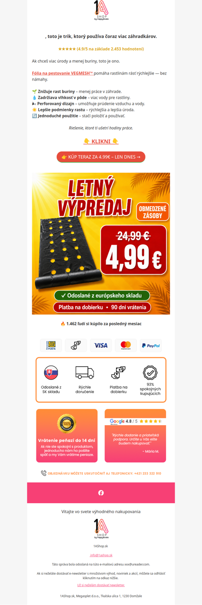 , záhrada bez buriny už od 4.99€