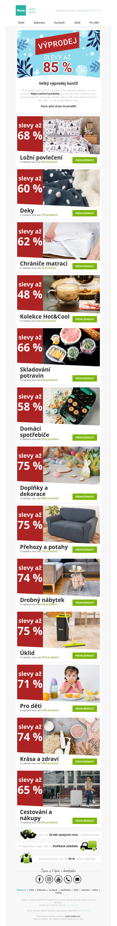 Poslední dny výprodeje! Nezmeškejte slevy až 85 %!