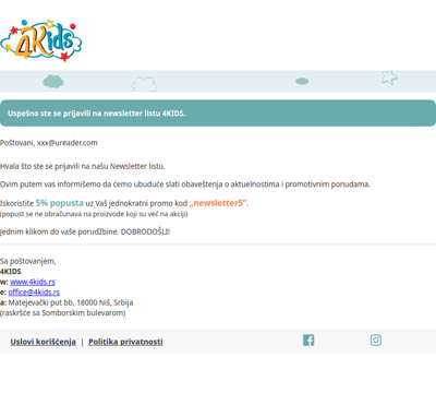 4KIDS Newsletter - Hvala na prijavi!