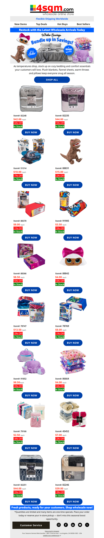 Wholesale Winter Essentials: Bedding & Cozy Must-Haves (10% - 17% Off Wholesale Prices)