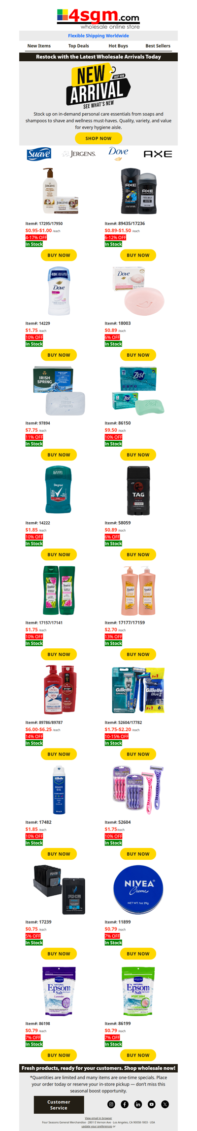 Wholesale New Personal Care Essentials (4% – 17% OFF WHOLESALE PRICES)