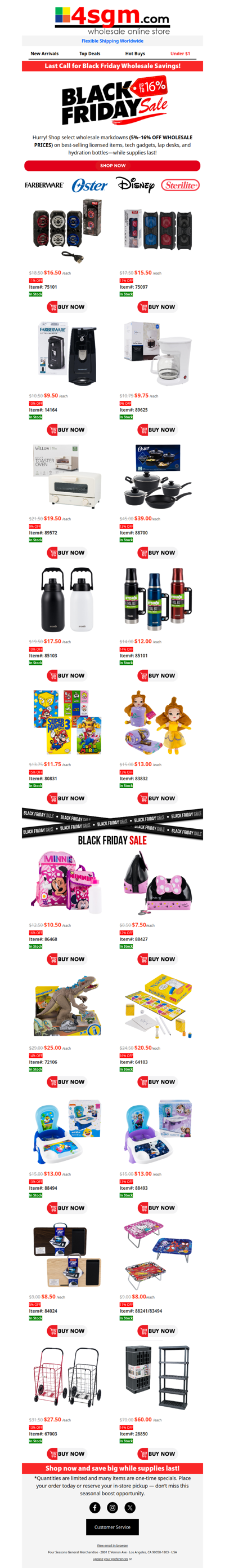 Wholesale Black Friday Alert (5% - 16% OFF WHOLESALE PRICES)