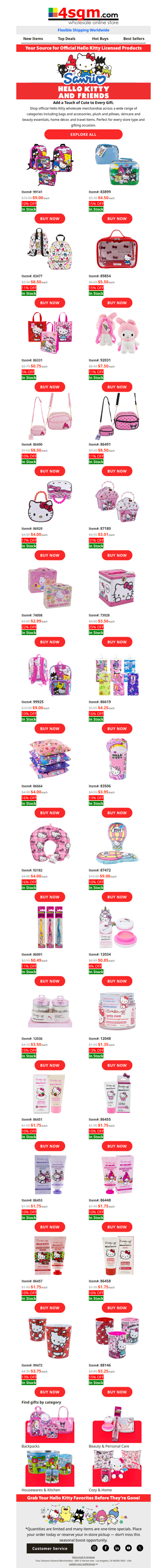 Wholesale Hello Kitty Gift Ideas! (5%-31% OFF WHOLESALE PRICES)