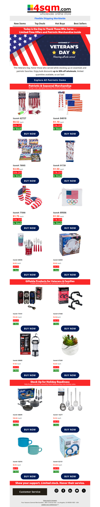 Wholesale Veterans Day Collection — Honor Heroes with Exclusive (4% - 30% Off Wholesale)