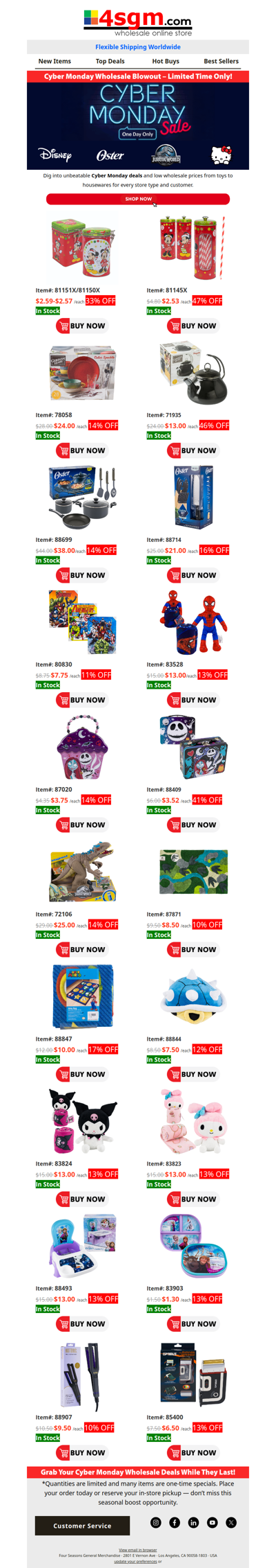 Wholesale Cyber Monday (10%–47%) Off Popular Wholesale Products!