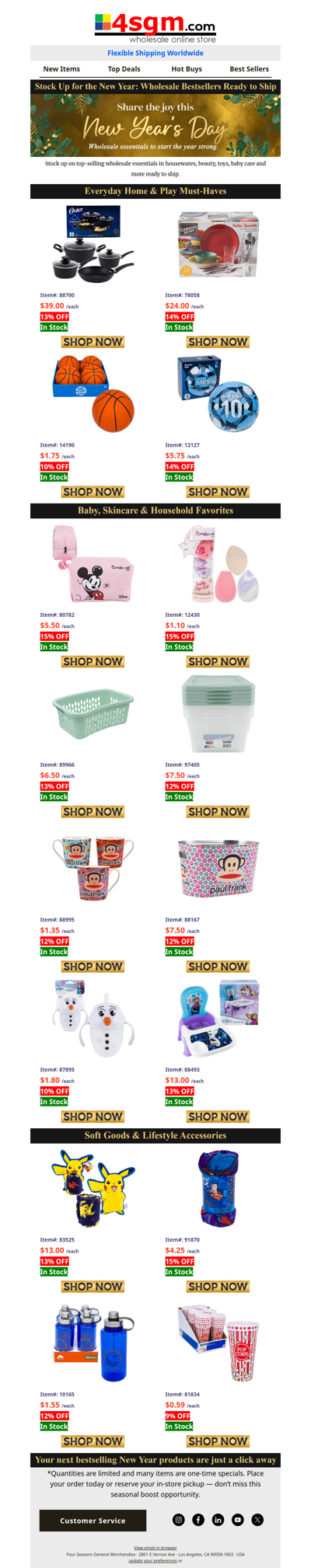 Wholesale New Year Picks Are Here (8% – 15% OFF WHOLESALE  PRICES)