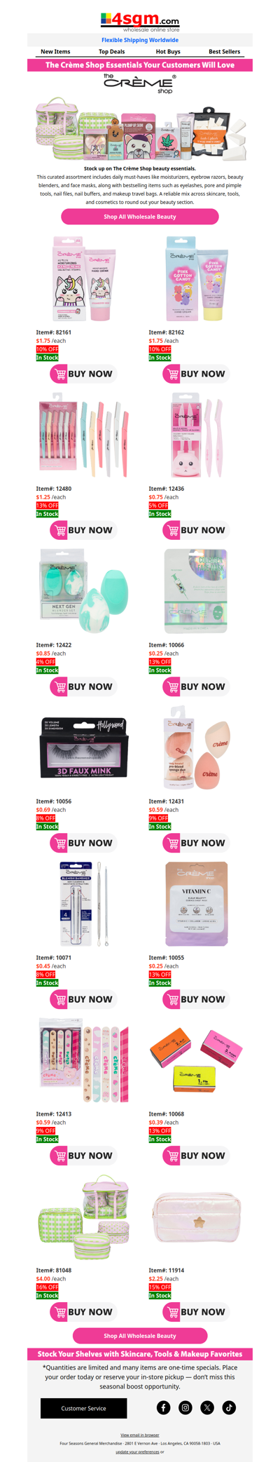 Wholesale The Crème Shop Products (4% - 16% OFF WHOLESALE PRICES)