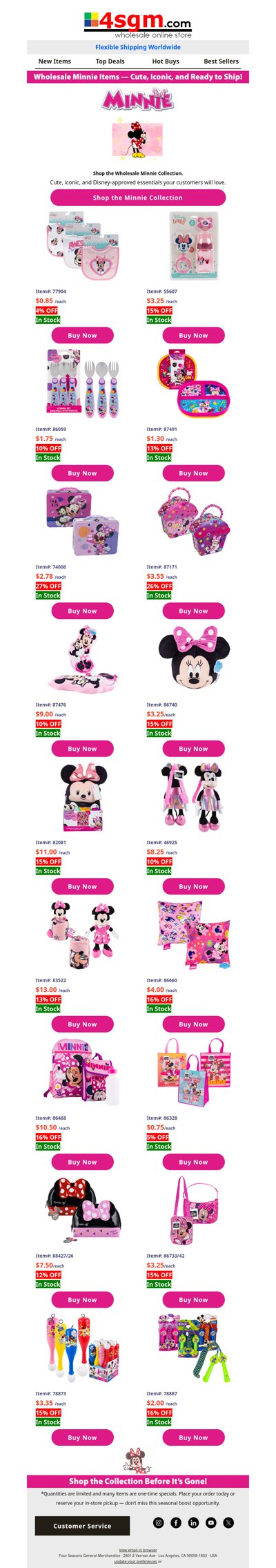 Wholesale Disney's Minnie Collection (4% – 27% OFF WHOLESALE PRICES)