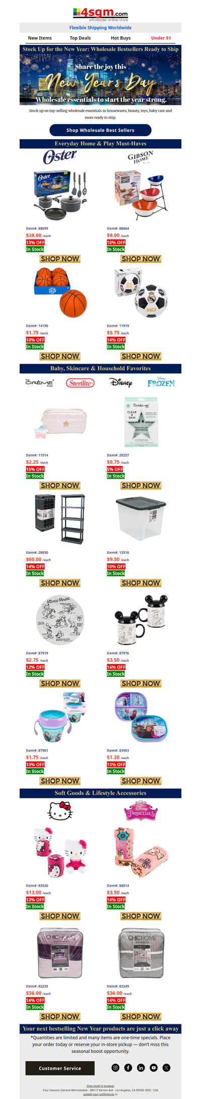 Wholesale Favorites to Kick Off the New Year (5% – 15% OFF WHOLESALE  PRICES)