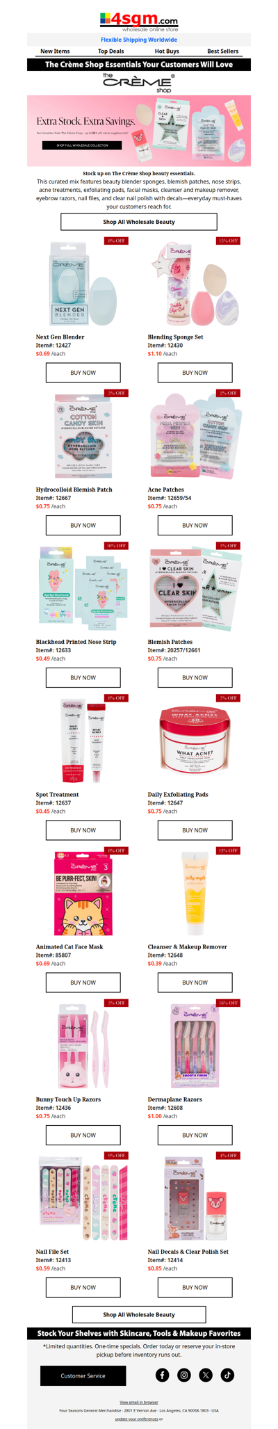 Wholesale The Crème Shop Products (2% - 16% OFF WHOLESALE PRICES)