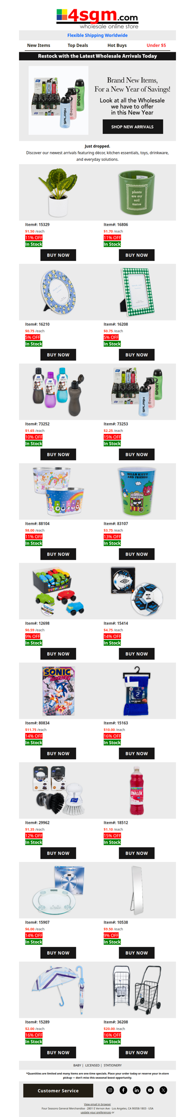 Wholesale Arrivals Just In (5% – 16% OFF WHOLESALE)