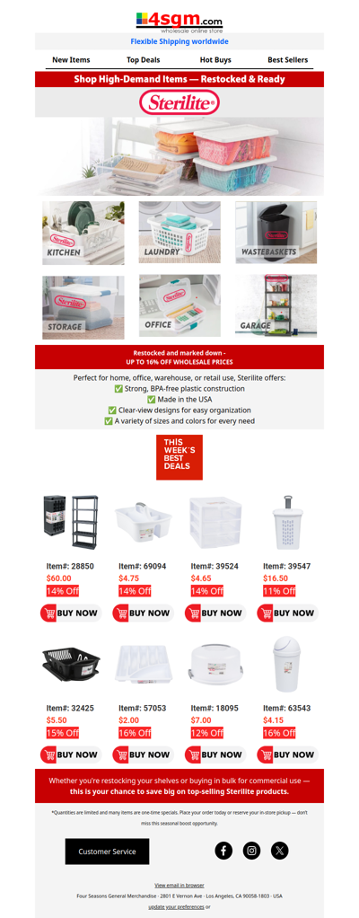 Restocked: Wholesale Sterilite Storage & Laundry Essentials — Now 16% Off Wholesale Prices!