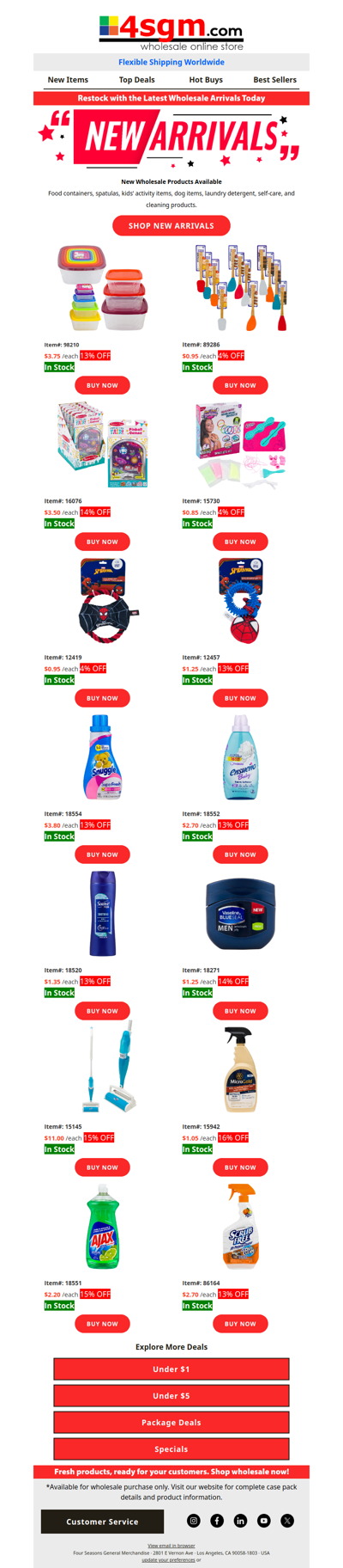 Wholesale Arrivals Just In (4% – 16% OFF WHOLESALE)