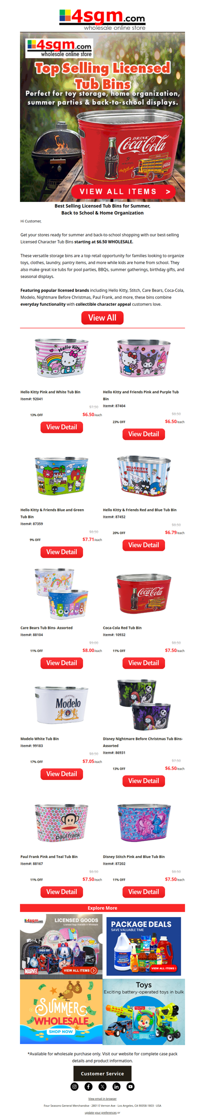 Top Selling Licensed Tub Bins