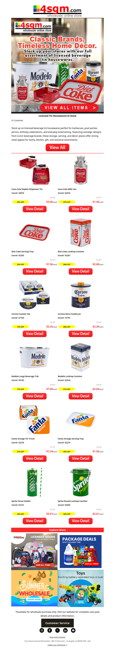Licensed Tin Housewares – Inventory Available Now